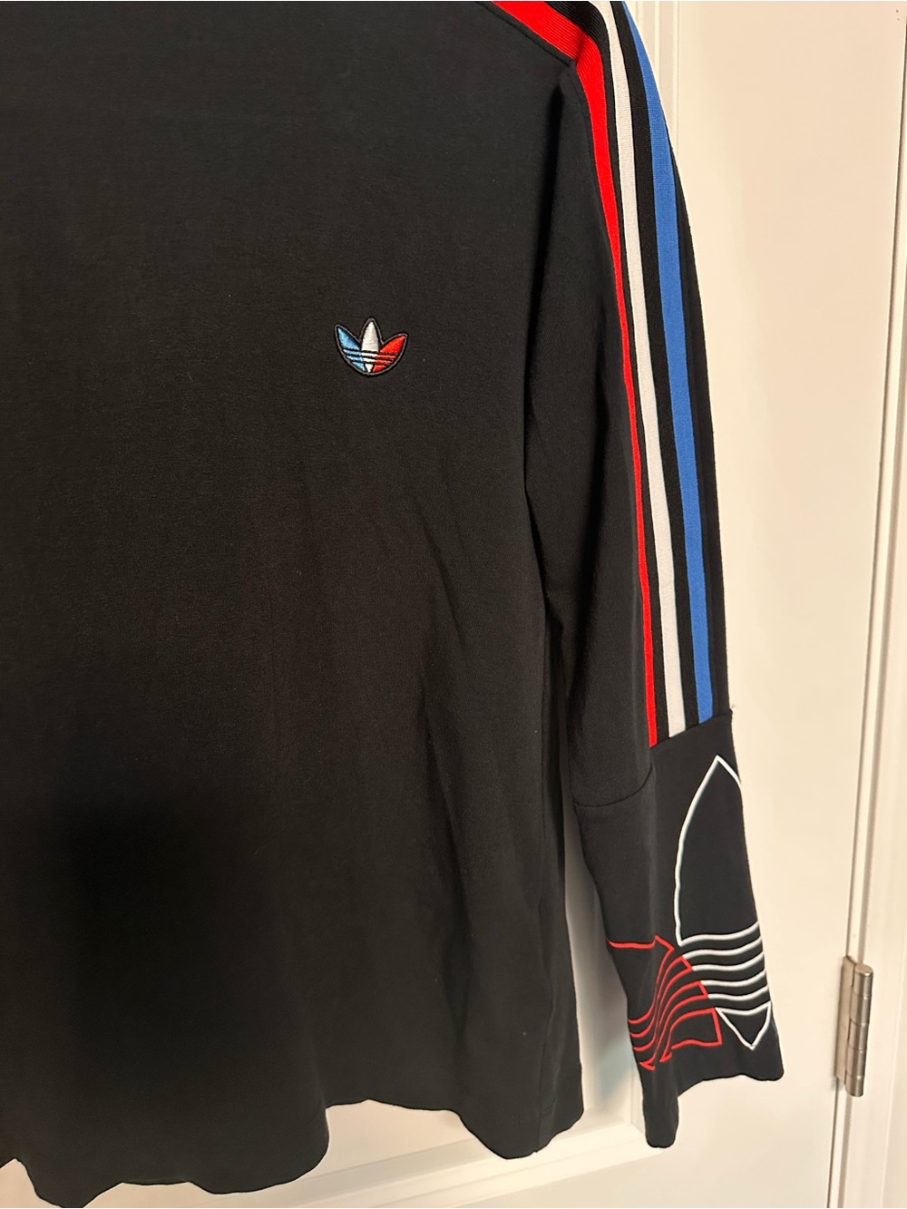 Adidas Originals Adicolor Tricolor Mock Neck Long Sleeve Top Black L GN2859 - Picture 4 of 10